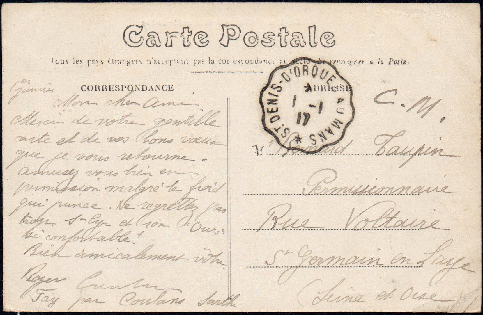 Gare de Degré, Sarthe : courrier-convoyeur St Denis d'Orques - Le Mans